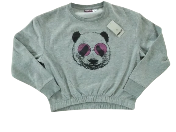 Dívčí mikina do pasu šedá - panda vel. 146
