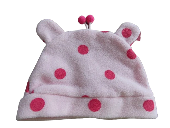dívčí čepička růžová s puntíky