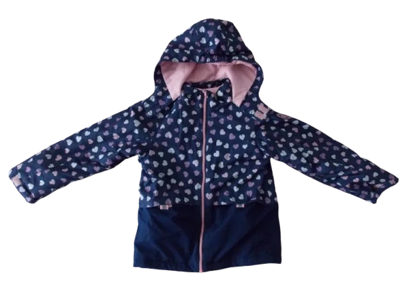 Zimní bunda modro-růžová-srdíčka vel. 128