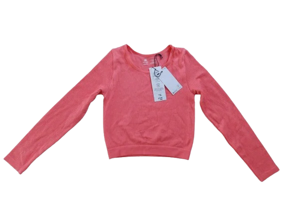 Dívčí crop top lososový dl. rukáv vel 152