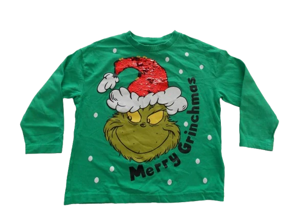 Triko překlápěcí flitry grinchmas vel. 104