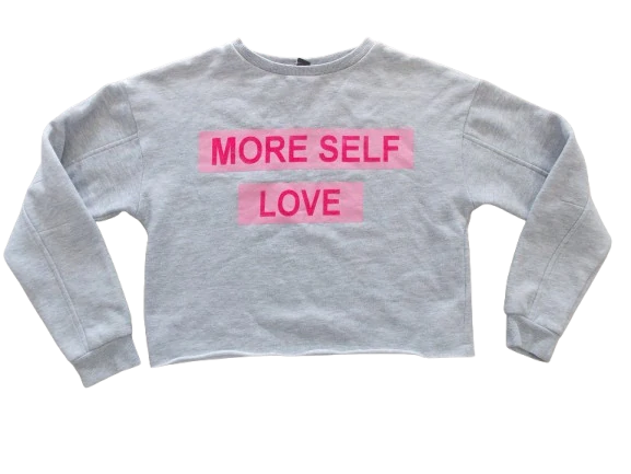 Dívčí crop top mikina šedá s nápisem vel. 158