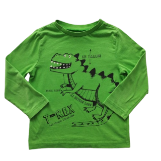 Chlapecké triko zelené- t-rex dl. rukáv vel. 104