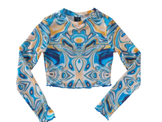 Dívčí crop top žluto-modrý vel. XS