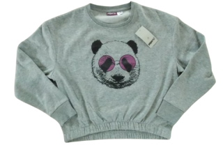 Dívčí mikina do pasu šedá - panda vel. 146