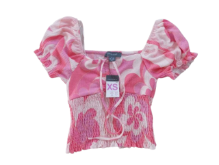 Dívčí crop top nabírané rukávky vel. XS