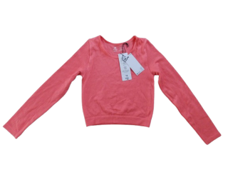 Dívčí crop top lososový dl. rukáv vel 152